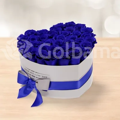 باکس گل رز آبی طرح قلب