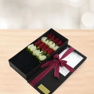 باکس گل رز هلندی دو رنگ طرح کتابی