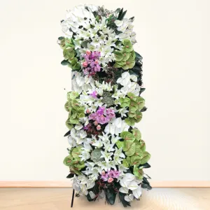 تاج گل 3 طبقه آنتریوم سفید سبز لیلیوم