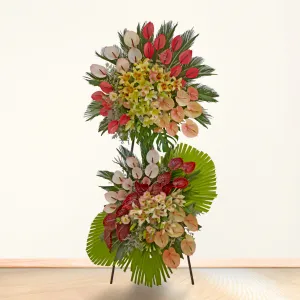 تاج گل تبریک دو طبقه فلزی اوریانتال آنتریوم