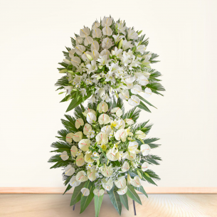 تاج گل دو طبقه لیلیوم آنتریوم سفید