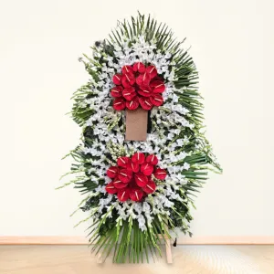 تاج گل دوطبقه گلایل آنتوریوم قرمز