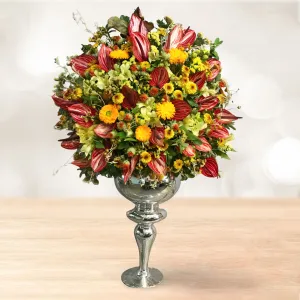 جام گل آنتوریوم آتشی داوودی زرد