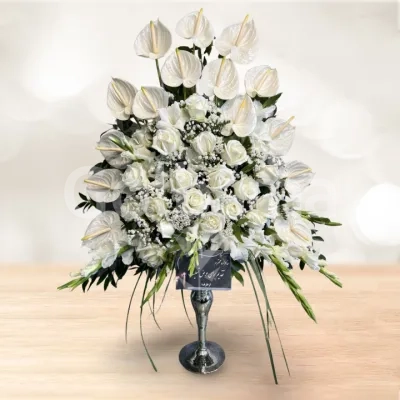 جام گل آنتوریوم رز سفید