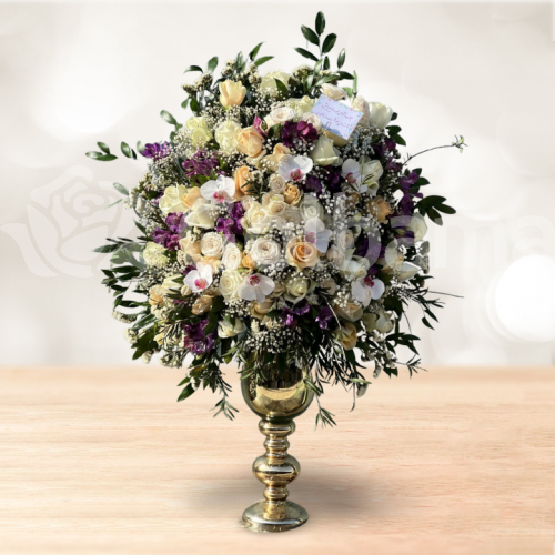 جام گل رز ارکیده عروس سفید نباتی