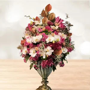 جام گل میخک صورتی ارکیده آنتریوم و رز