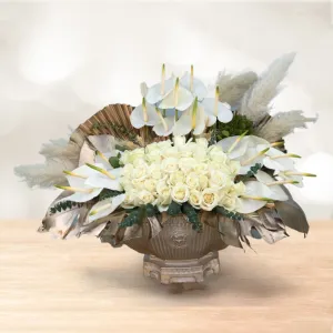 جام گل کوتاه رز آنتریوم سفید نباتی