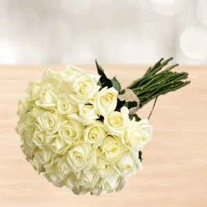 دسته گل 40 شاخه رز سفید