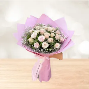 دسته گل رز گلبهی 20 شاخه