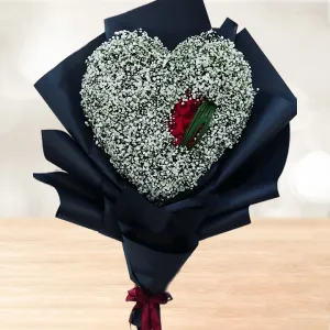 دسته گل قلبی شکل ژیپسوفیلا