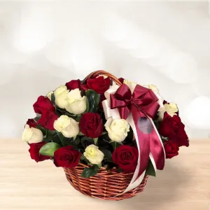 سبد گل رز متوسط